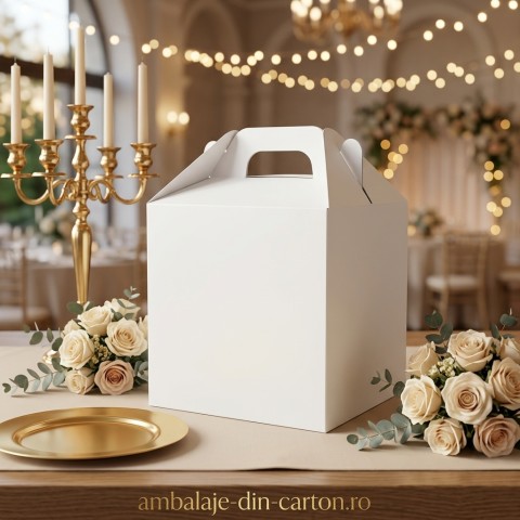 Cutii Torturi Cu Maner 30x30x25 CM Albe (Pret la 25 buc)