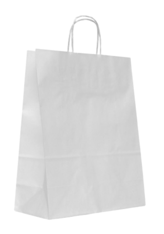 Sacose Albe cu maner rasucit 25x11x31 cm (Pret la 150 buc)