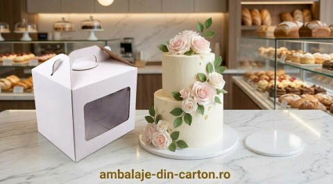 Cutii Tort Evenimente Cu Maner si Display 30x30x25 cm + Discuri D30 Albe (3 mm) (Pret la 25 buc)