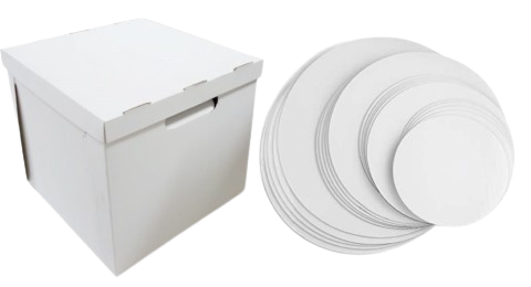 Cutii Tort Evenimente cu capac 35x35x30 cm + Discuri D35 Albe (3 mm) (Pret la 25 buc)