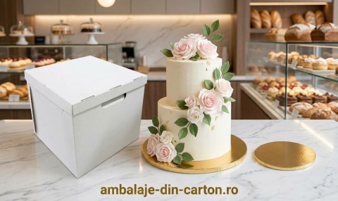 Cutii Tort Evenimente cu capac 35x35x30 cm + Discuri D35 Aurii (3 mm) (Pret la 25 buc)