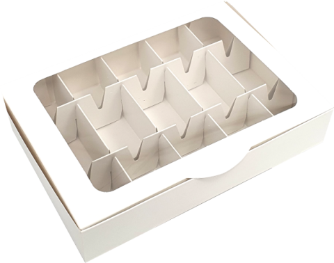 Cutii Albe cu display 26x18x5 si separator 10 buc - prajituri acadele (cake pops) (Pret la 50 buc)