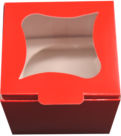 Cutii CupCakes cu display 8x8x8 cm Rosii + suport interior alb (Pret la 100 buc)