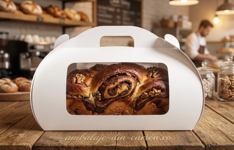 Cutiie Cozonac cu un display 14x29x12 cm Albe (Pret la 50 buc)