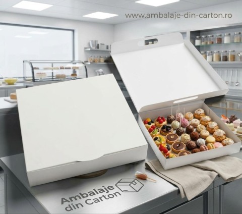 Cutii Tort Patrate 23x23x23 Cm Albe (Pret la 50 buc)