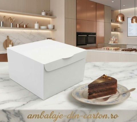 Cutii Tort Albe Patrate 21x21x10.5 Cm (Pret la 50 buc)