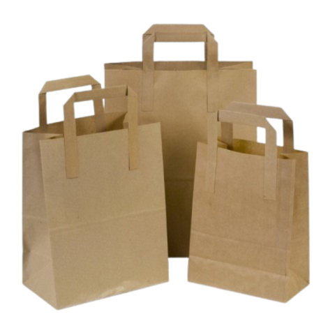 Sacose Hartie Natur cu Maner Flat 32x17x38.5 cm